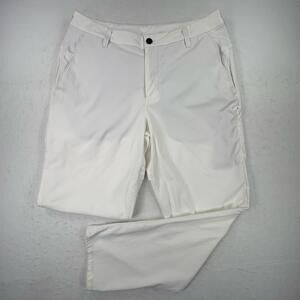 Lululemon Commission Golf Pants Mens 33x32 White Classic Tapered Stretch NEW